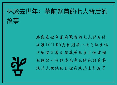 林彪去世年：墓前聚首的七人背后的故事