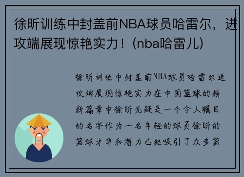 徐昕训练中封盖前NBA球员哈雷尔，进攻端展现惊艳实力！(nba哈雷儿)
